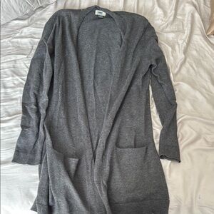 Gray Open Front Cardigan
